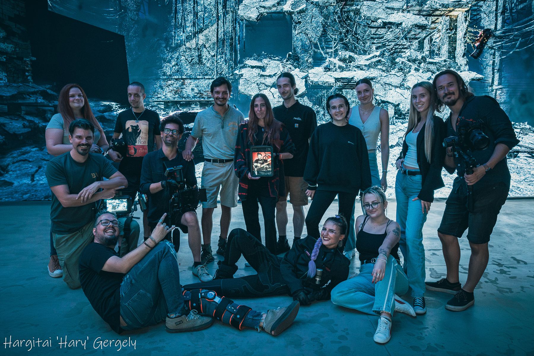 The Sylon-4 crew in front of the LED volume